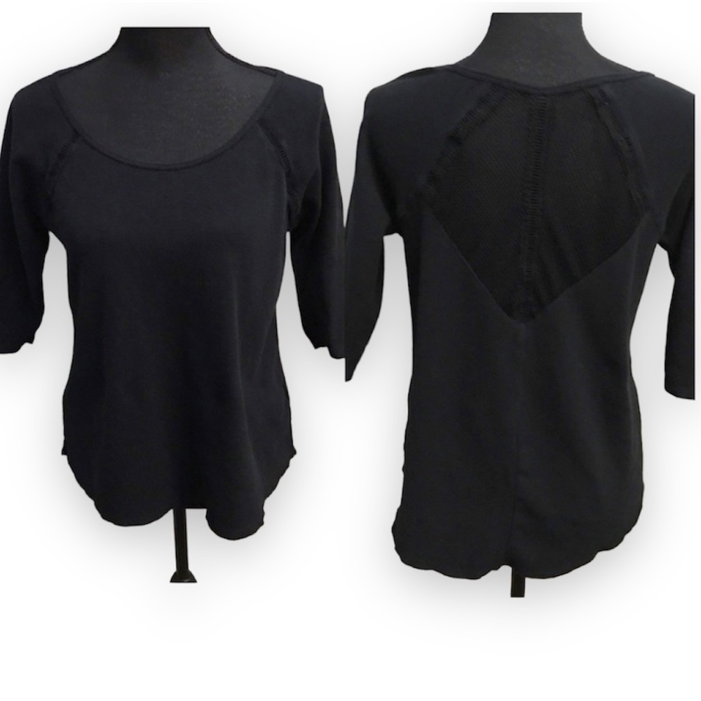 EMPYRE Black 1/2 Sleeve mesh back top